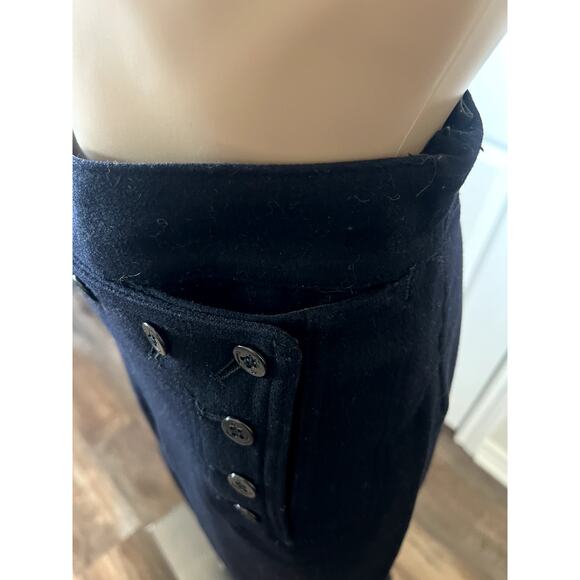 Vintage wool feeling dark blue button up corset pants trousers - Picture 7 of 8